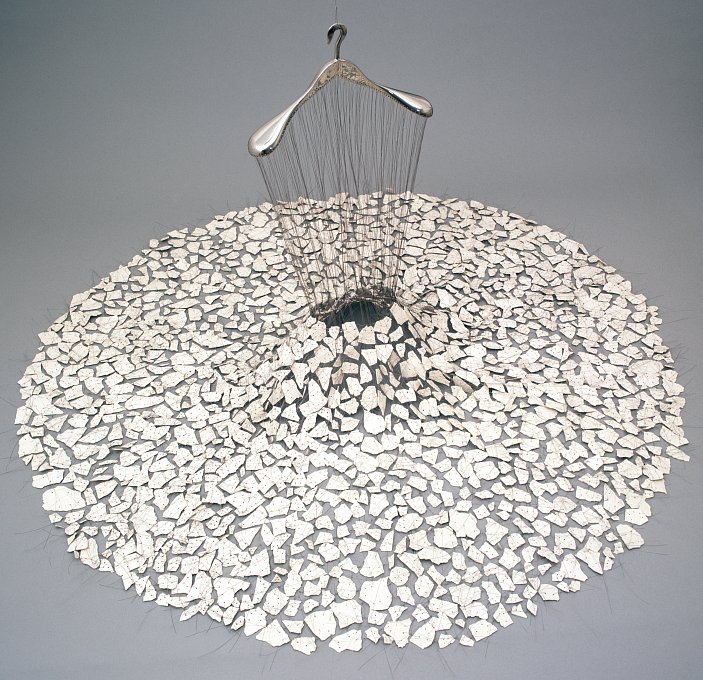 Resurrection,Cast stainless-steel, stainless-steel cable, porcelain, aluminium