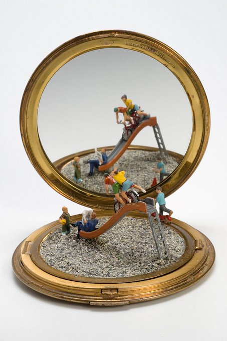 Slide By Slide, Ride, Collide,mixed media assemblage